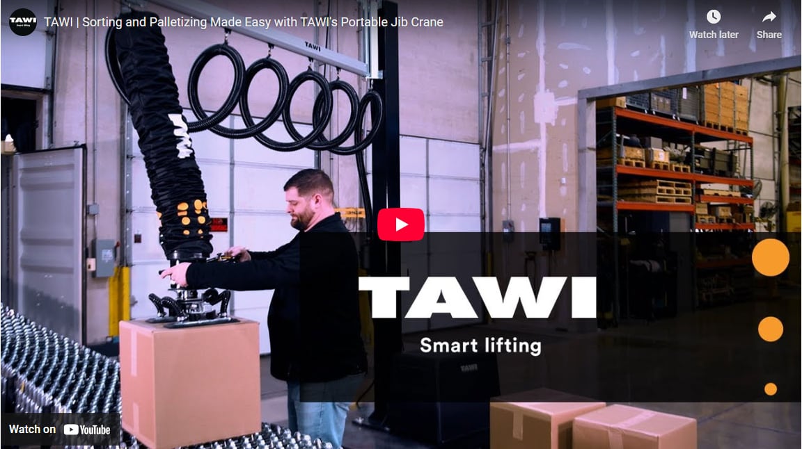 TAWI | Sorting and Palletizing Made Easy with TAWI's Portable Jib Crane