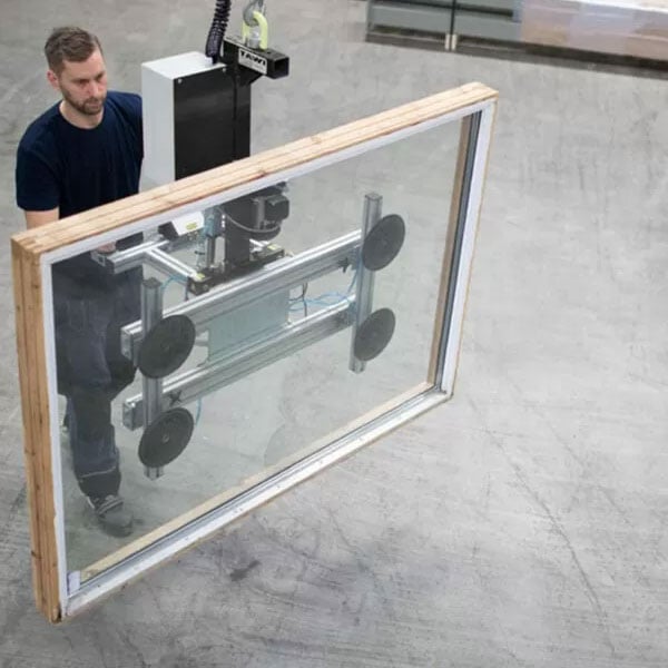 Glass Sheets being lifted with a vacuum lifter
