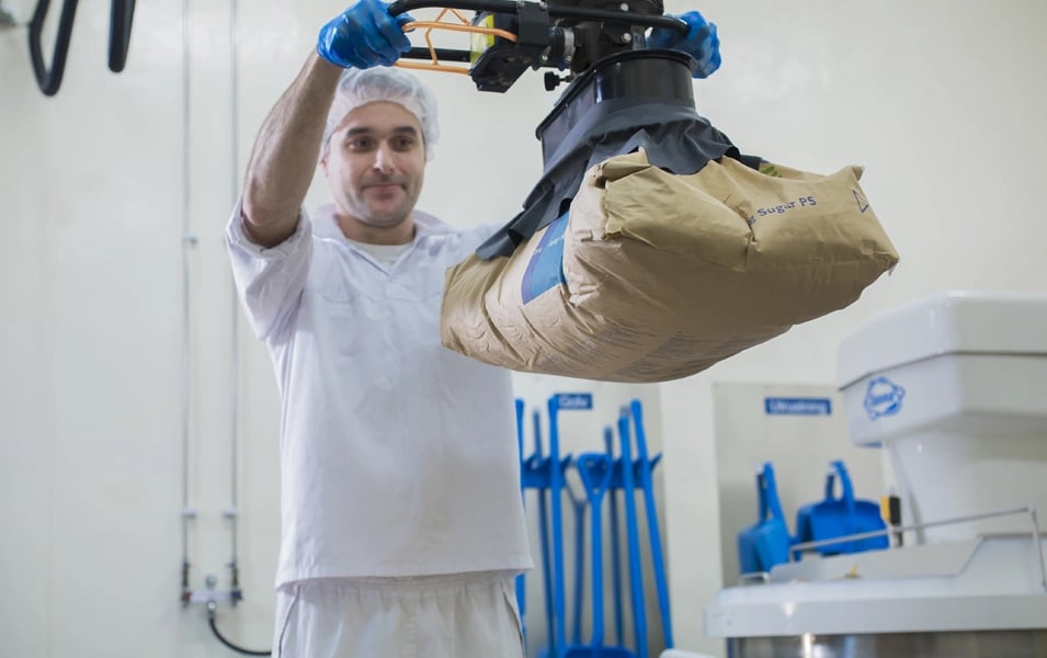 Bag handling using vacuum lifting devices for effortless handling