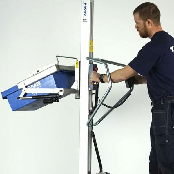 Tilting Crates with an attachment on an ergonomic electric lift assist