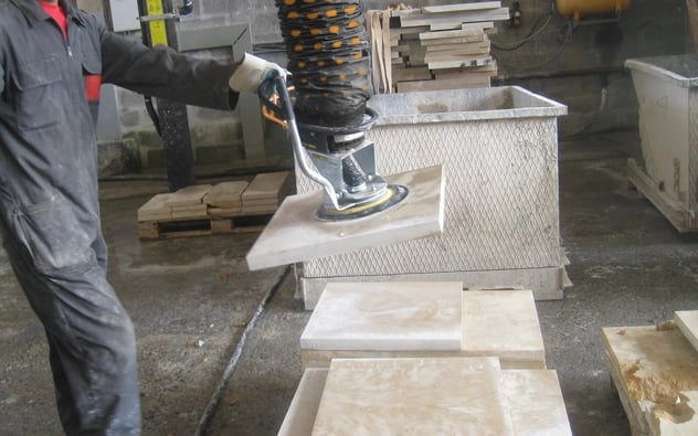 TAWI lifters can remove the weight from workers to keep them safe and the stone in good condition.