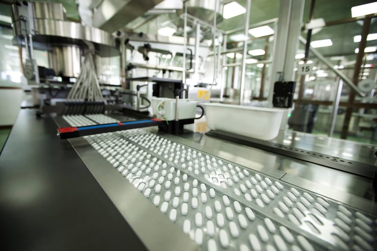 Items being made as part of a pharma production process.