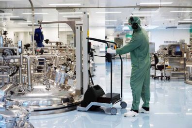 lifting trolley use in pharmaceutical manufacturing